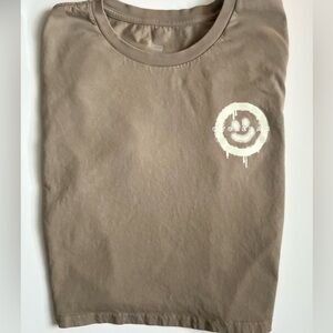 Cyclebar Brand Logo Women’s Large Half Tee Shirt Light Brown GUC Cotton